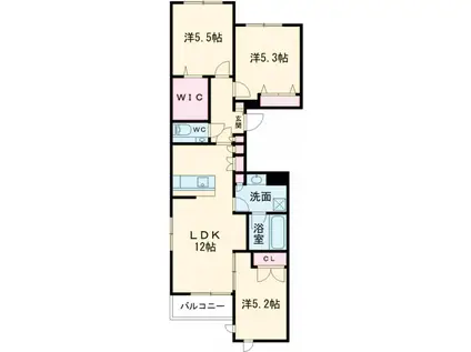 ヴィラ ルミエール2(3LDK/3階)の間取り写真