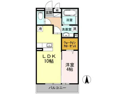 ラ・プランタン北野(1LDK/1階)の間取り写真