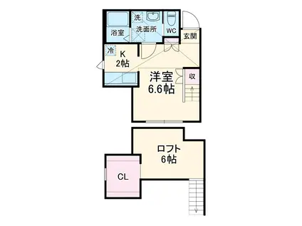 PRIMA ART 海老名(1K/1階)の間取り写真