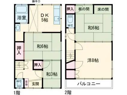 京成電鉄押上線 京成曳舟駅 徒歩6分 2階建 築57年(4DK)の間取り写真