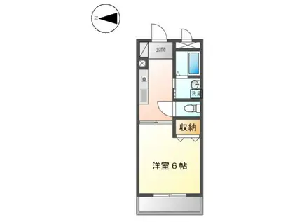 ハッピーヴィレッジ(1K/2階)の間取り写真