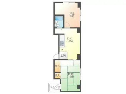 アーバン寺町(2DK/3階)の間取り写真