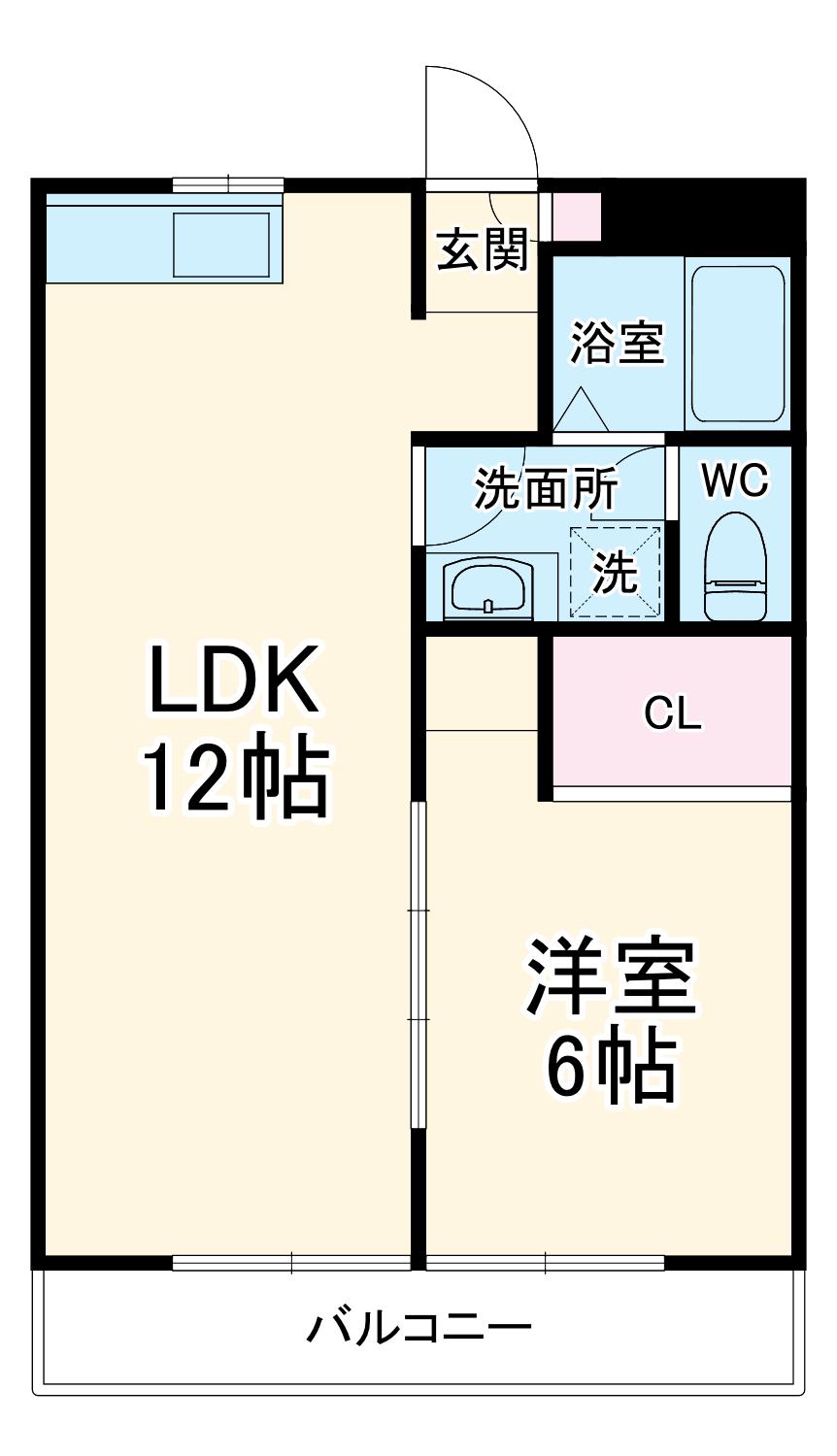 マンション築山第5(1LDK/1階)の間取り写真