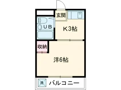 グリーンヒルホシ(1K/2階)の間取り写真