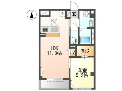 レオンⅡ(1LDK/1階)の間取り写真