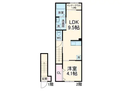豊中市螢池中町アパート(1LDK/2階)の間取り写真