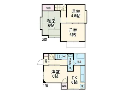 東武鉄道東上線 柳瀬川駅 徒歩9分 2階建 築37年(4DK)の間取り写真