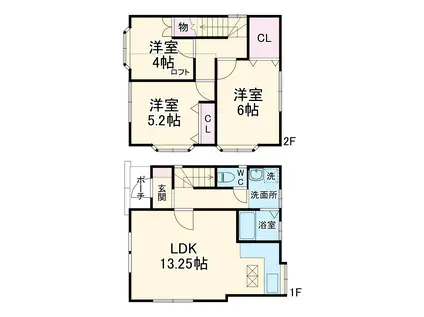 京浜東北・根岸線 山手駅 徒歩14分 2階建 築26年(3LDK)の間取り写真