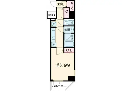 HYS KAMEARI(1K/4階)の間取り写真