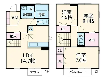 ロイヤル神木(3LDK/1階)の間取り写真