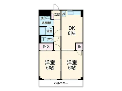 パインズプラーザ(2DK/1階)の間取り写真