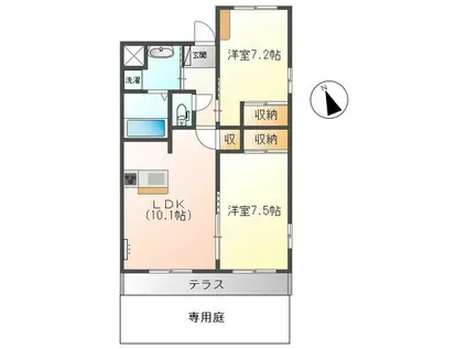 グランドール(2LDK/3階)の間取り写真