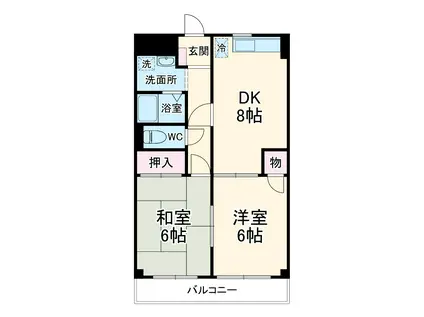 パインズプラーザ(2DK/1階)の間取り写真