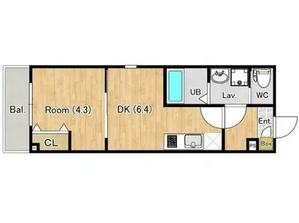 ジーメゾン中葛西ビエント(1DK/3階)の間取り写真