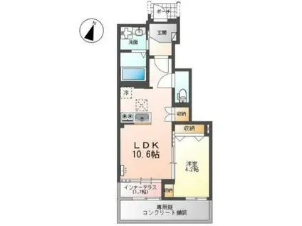 ベル・アンジュ(1LDK/1階)の間取り写真