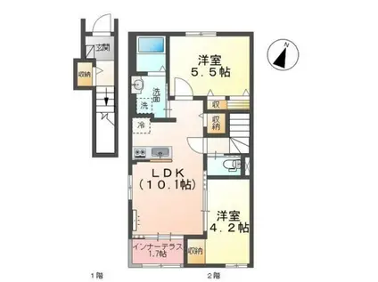 ベル・アンジュ(2LDK/2階)の間取り写真