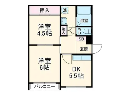 けやきハイム12(2DK/1階)の間取り写真