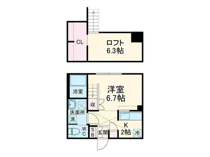 PRIMA ART 海老名(1K/1階)の間取り写真