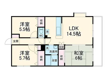 スカイハイムⅡ(3LDK/3階)の間取り写真