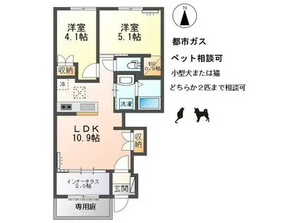 伝法寺2丁目アパート(2LDK/1階)の間取り写真