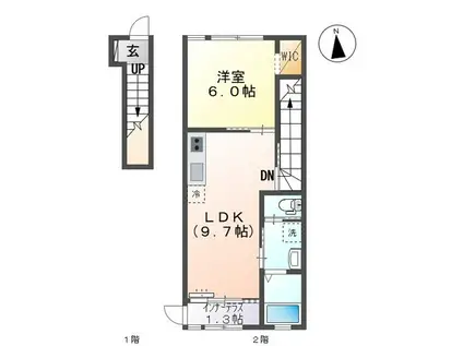 エスポア森本Ⅴ(1LDK/2階)の間取り写真