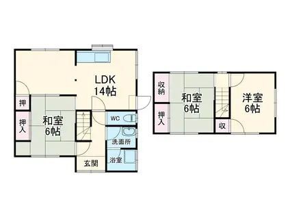 飯田線 小坂井駅 徒歩4分 2階建 築37年(3LDK)の間取り写真