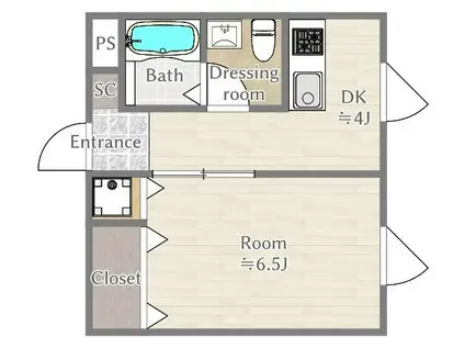 ENSOLEILLE(1K/2階)の間取り写真