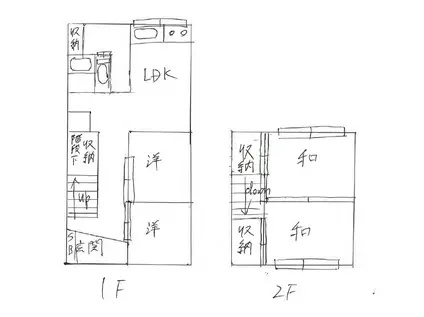 名鉄津島線 木田駅 徒歩30分 2階建 築58年(4LDK)の間取り写真