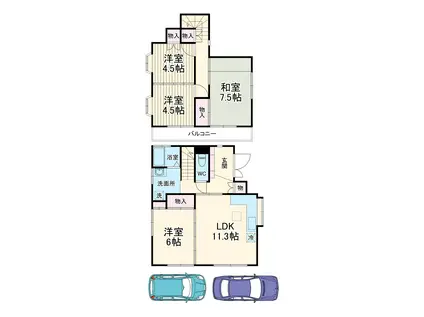 小田急電鉄小田原線 渋沢駅 徒歩28分 2階建 築34年(4LDK)の間取り写真