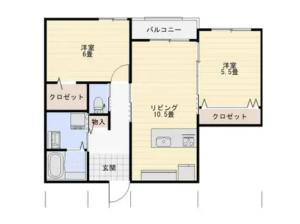 クイール忠節(2LDK/2階)の間取り写真