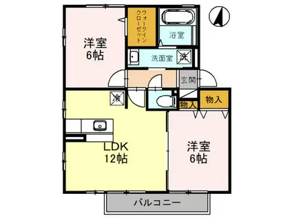 ROSE VILLA(2LDK/2階)の間取り写真