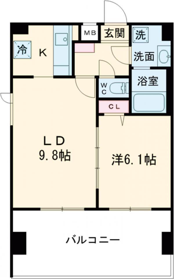 アーバハイツ六町環七北通(1LDK/6階)の間取り写真