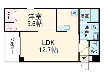 ジーメゾン清須アウラ(1LDK/1階)の間取り写真