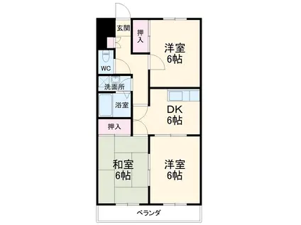 エクシヴ宮の上(3DK/2階)の間取り写真