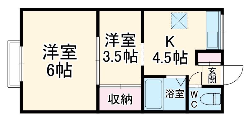 石田マンション(2K/3階)の間取り写真