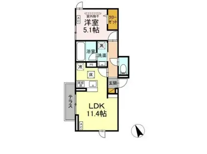 DーZEPHYR(1LDK/1階)の間取り写真