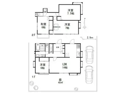 秩父鉄道本線 永田駅(埼玉) 徒歩17分 2階建 築35年(4LDK)の間取り写真