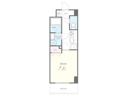 ポルタフォルトゥーナ(1K/4階)の間取り写真