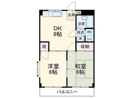 プラーズ末長Ⅱ(2DK/2階)の間取り写真