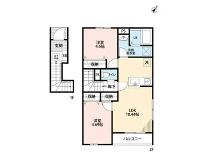 リーブルファイン南桜井Ⅵ(2LDK/2階)の間取り写真