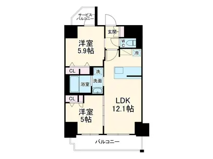 S-RESIDENCE高岳ARDENT(2LDK/9階)の間取り写真