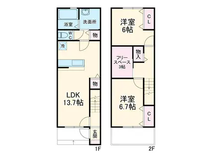 セントラルコート七宝(2SLDK/1階)の間取り写真