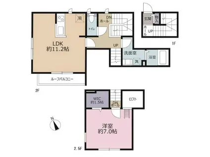 MAISON DE SACHIⅡ(1LDK/2階)の間取り写真