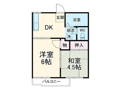 フォーブル京Ⅱ(2DK/1階)の間取り写真