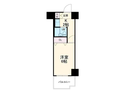 ホーユウパレス吉野町(1K/6階)の間取り写真