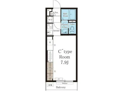 リブリ・アークパイン(1K/2階)の間取り写真