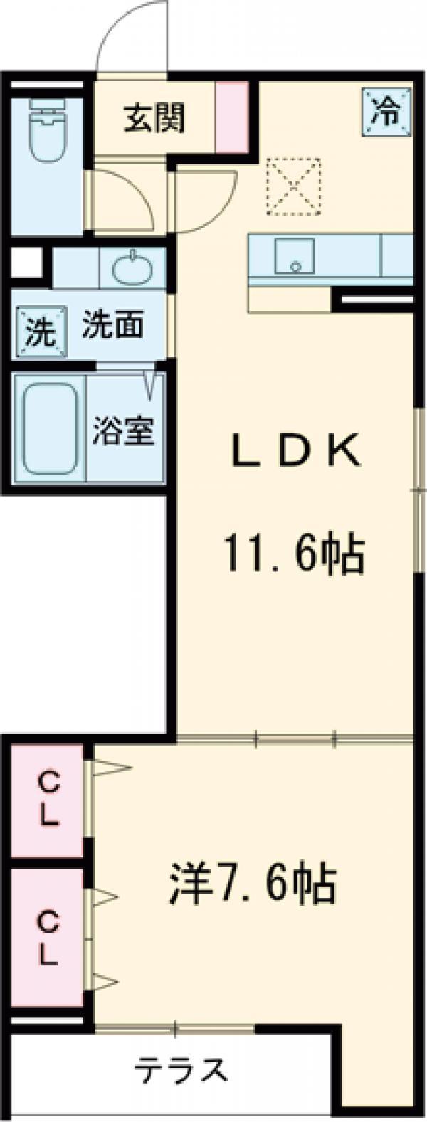 エクセリア上鷺宮Ⅱ(1LDK/1階)の間取り写真