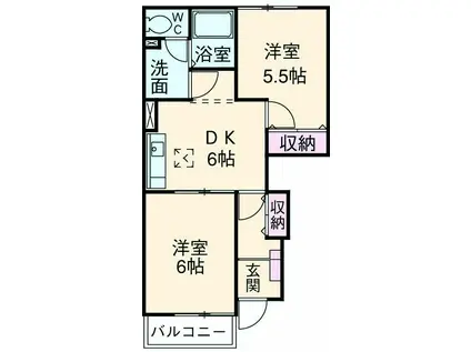 グランデュール(2LDK/1階)の間取り写真