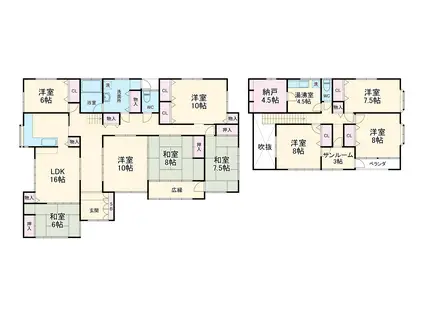 小田急電鉄小田原線 本厚木駅 バス乗車時間：25分 中荻原バス停で下車 徒歩10分 2階建 築29年(9LDK)の間取り写真