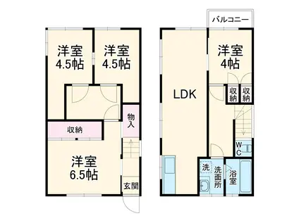あつきコーポ(4LDK/1階)の間取り写真